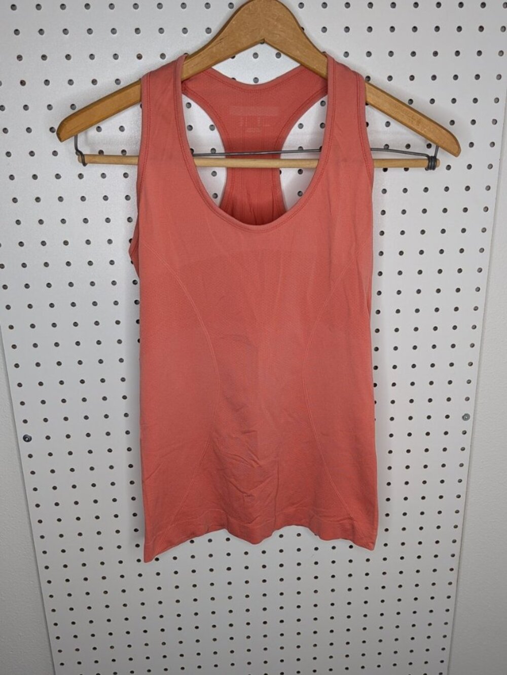 Coral Racerback Tank Top Textured Knit Fitted Athleisure Gym Summer Basic